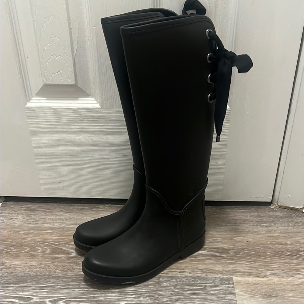 Coach Black Quilted Winter Rain Boots
